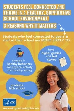 a poster with the words students feel connected and thriving in a healthy, supportive school environment