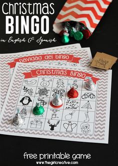 a christmas bingo game with candy on it