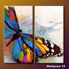 colorful butterfly painting on canvas set of 2 by marposa 15 - piece wall art