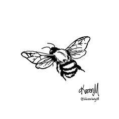 a black and white drawing of a bee with the words honey on it's chest