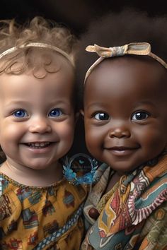 two small children with blue eyes are posing for the camera