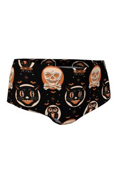 Goth girl summer is here! These fun Halloween treat print bikini bottoms feature my original Halloween Treat print in orange & black on stretch fabric. This fabric is perfect for swimming and hanging out at the pool. These shorts run small so I would size up. These are made to order and no discounts can be used and no returns. If you have any questions about size please email us prior to ordering. • Made from 88% polyester, 12% spandex performance fabric manufactured in Canada • The performance fabric features EcoPoly fiber, this fiber is eco-friendly since it requires significantly less energy and water during manufacturing than conventional polyester • Every pair of mini shorts is printed and sewn by hand in Montreal, Canada • Signature performance fabric is made by a local Montreal mill Goth Girls, Goth Girl Summer, Fun Halloween Treats, Waxing Poetic, Goth Girl, Halloween Treat, Summer Is Here, Mini Shorts, Girl Summer