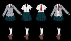 four different views of a woman's skirted shirt and jacket in various positions