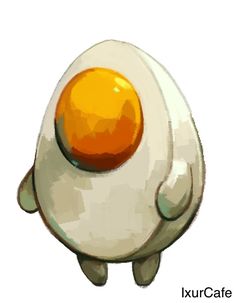 an egg is sitting in the shape of a character