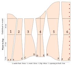 the pattern for an open toed boot with four different sizes and widths on each side