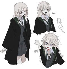 an anime character with long blonde hair and glasses, wearing a harry potter outfit while holding her hand out