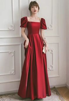 Escape princess dress, satin square collar party dress,red evening dressMaterial:satinColor:as picture or custom colorNeckline:off shoulderBack details:zipper or bandageStyle:pricessDress type:A-line&ltp&gtFeatures:square neck&lt/p&gt&ltbr/&gt&ltp&gtCustomized service and Rush order are available.&lt/p&gt&ltbr/&gt&ltp&gtThis dress could be custom made, there are no extra cost to do custom size and color.&lt/p&gt&ltbr/&gt&ltp&gtPlease leave your phone number for shipping when you order the dress. Red Dress Square Neckline, Princess Type Dress, Red Satin Dress With Sleeves, Red Long Wedding Dress, Square Back Dress, Satin Red Dress Long, Square Neckline Prom Dress Sleeves, Long Sleeve High Neck Formal Dress, Red Satin Long Dress