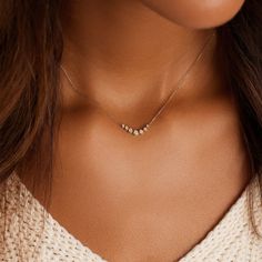 Classic Diamond Mini Row Necklace – gorjana Earrings Stacking, Diamond Necklace Simple, Diamond Necklace Designs, Simple Diamonds, Bezel Set Diamond, Mix Style, 925 Sterling Silver Chain, Affordable Jewelry, Diamond Pendant Necklace