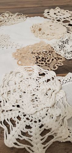 crocheted doily laid out on a wooden surface