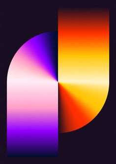 an orange and purple half circle with the other half showing