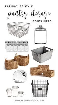 farmhouse style pantry storage containers and baskets