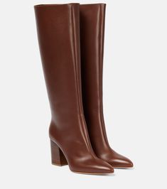 Sascha Leather Knee High Boots in Brown - Gabriela Hearst | Mytheresa Mytheresa Shoes, Remi Core, Knee High Brown Boots, Elegant Watches Women, Knee High Boots Brown, Brown High Boots, Cognac Boots, Luxury Boots, Brown Knee High Boots