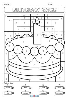 a birthday cake coloring page for kids