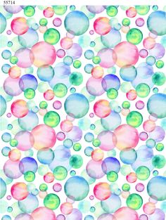 watercolor bubbles on white paper with green, pink and blue circles in the middle