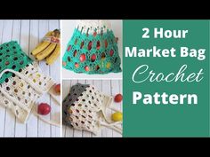 crochet drawstring bags with bananas and other items