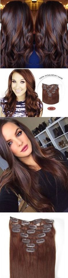 14" Remy Human Hair Clip in Extensions for Women Dark Brown(#2) 6Pieces 70grams/2.45oz Hair Clip In Extensions, Hair Extensions Clip, Extensions Clip In, Haircut Types, Human Hair Clip Ins, Trendy Hairstyle, After Pictures, Trendy Hair, Clip In Extensions