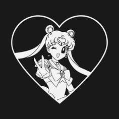 the sailor girl is holding her hand up in front of a heart