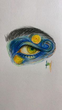 someone is drawing an eye with a pencil