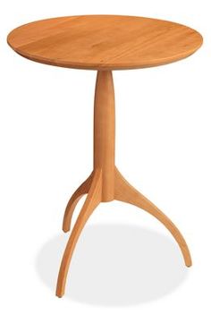 a round wooden table with two legs on an isolated white background for use as a side table