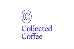 the collected coffee logo is shown on a white background with blue letters and an oval in the center