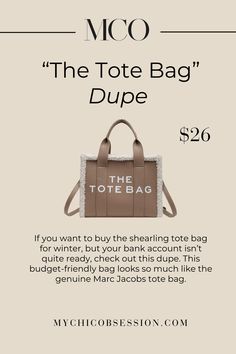 Luckily, the distinctive design of the Marc Jacobs bag has inspired many affordable options. However, finding the perfect dupe can take a while, as many cheap alternatives are on the market (some from untrustworthy retailers). That’s why we have done the work for you! If you want to make a massive saving on the stylish bag, keep scrolling to find the tote bag dupes. Marc Jacobs The Tote Bag, Fashion On A Budget, Marc Jacobs Tote, Winter Capsule Wardrobe