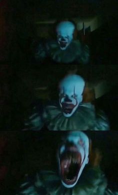 the evil clown from it's own movie, it looks like he is screaming