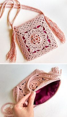 Crochet Lace Bag, Crochet Projects To Sell, Crotchet Bags, Crochet Beaded Necklace, Crochet Pig, Crochet Purse Pattern Free, Crochet Classes, Lace Bag, Crochet Needlework