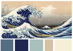 the great wave is depicted in this color scheme