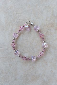 "pink jewelry, Swarovski jewelry for her, cute bracelet for teens, women, jewelry with butterflies Sterling Silver and Swarovski Crystal Handmade Bracelet, 7\". All twist oval, rondelle beads and lobster clasp are sterling silver. Swarovski crystals are 8mm Bicone with crystal butterfly beads, light rose color.  . Check out my other jewelry at https://loveofjewelryshop.etsy.com" Swarovski Bracelet Diy, Fairycore Bracelet, Silver Butterfly Jewelry, Swarovski Butterfly, Butterfly Beads, Mother Daughter Bracelets, Jewelry Swarovski, Stones Diy, Crystal Butterfly