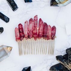 Dragon Queen Red Ruby Quartz Crystal Crown Raw Natural Stone Comb Bridal Hair Clip Accessories Fimo, Using Crystals, Jewelry By Brand, Ruby Quartz, Dragon Queen, Hair Clips Diy, Crystal Hair Accessories, Crystal Hair Comb, Lucky Brand Jewelry