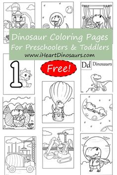 dinosaur coloring pages for preschoolers and toddlers with free printables to color