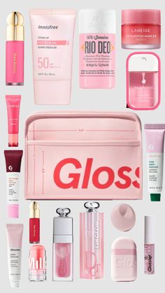 Pink beauty bag #pink #red #pinkbeauty #glossier #soldejanrio #milkmakeup #beautybag Beauty, Milk Makeup, Beauty Bag, Pink Red, Red