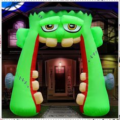 Holidayana Halloween Inflatables Large 10 ft Monster Mouth Archway - Inflatable Outdoor Halloween Decorations Blow Up Halloween Decorations for Yard, Lawn & Garden Internal Lights & Built-in Fan Monster Decorations, Monster Mouth, Arch Decoration, Halloween Tattoo