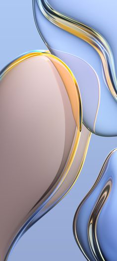 an abstract image of blue and gold curves on a light blue background with white highlights