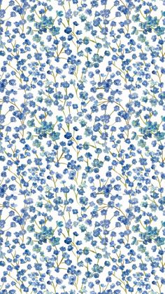 blue flowers on white background with green stems and leaves in watercolor style stock photo