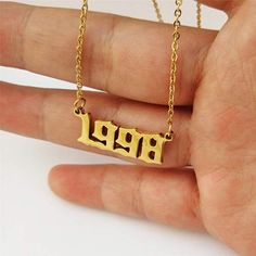 Number Decor, Birth Year Necklace, Year Necklace, Friendship Birthday, Gold Necklace For Women, Friend Birthday Quotes, Choker Chain, 18k Gold Necklace, Birth Year