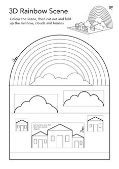 a paper cut out of a rainbow scene