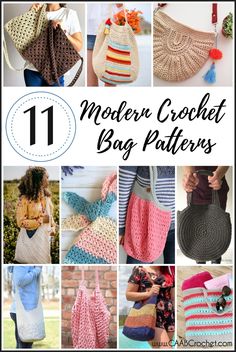 crochet bag patterns with the title 11 modern crochet bag patterns