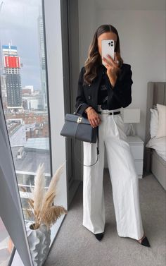 High Waist, Trousers, Black, Spring Workwear, Pants, White