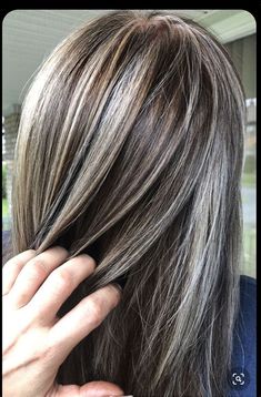 Partial Gray Highlights, Brown Hair Pictures, Hair Shapes, Silver Hair Highlights, Gray Hairstyles, Hair Colored, Going Grey