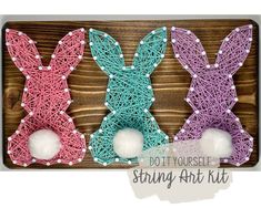 string art kit for easter bunnies with cotton balls