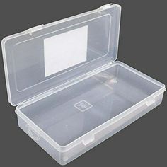 a clear plastic box with two compartments on the inside