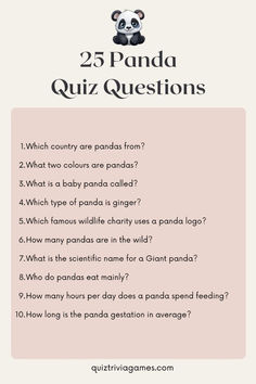 the panda quiz questions are shown in pink and white, with black text on it