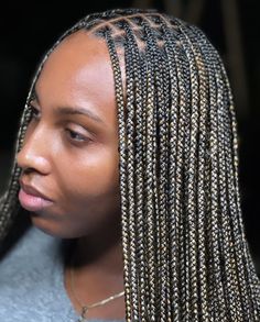 Noteless Braids Styling Ideas, Noteless Hair Braids, Ash Brown Knotless Braids, Blonde Highlight Knotless Braids, Colored Knotless Braids On Dark Skin, Ash Brown Braids, Honey Blonde Box Braids Dark Skin, Box Braids With Highlights, Braids Color Ideas