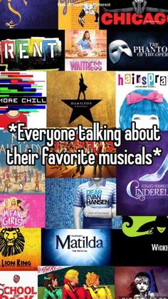 there are many different movie titles on this page with the words, everyone talking about their favorite musicals