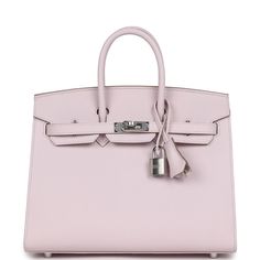 This Birkin, in the Sellier style, is in Mauve Pale epsom leather with palladium hardware and has tonal stitching, front flap, two straps with center toggle closure, clochette with lock and two keys, and double rolled handles.The interior is lined with Mauve Pale chevre and has one zip pocket with an Hermes engraved zipper pull and an open pocket on the opposite side.Collection: BOrigin: FranceCondition: New and never worn (plastic on hardware)Accompanied by: Hermes box, Hermes dustbag, clochette, lock, two keys, clochette dustbag, felt, carebookMeasurements: 10" width x 7.5" height x 4.75" depth; 2.75" handle drop Pink Birkin, Hermes Birkin 30, Hermes Box, Madison Avenue