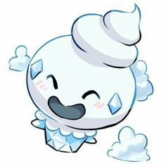 an ice cream character is flying through the air with its eyes closed and tongue out