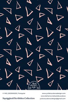 Discover the charm of the "Squiggles&Scribbles" collection with our "Triangular" pattern! This 2-color blender design features scattered hand-drawn wonky triangles, perfect for adding a playful and unique touch to your projects. Ideal for home decor, fashion, and accessories, this pattern brings a delightful mix of whimsy and artistic flair. #SurfacePatternDesign #BlenderPattern #HandDrawnTriangles #SquigglesAndScribbles #TextileDesign #HomeDecor #CreativePatterns #PatternDesign #UniqueDesigns #DesignInspiration #DecorativePatterns Wonky Triangles, Blender Design, Triangular Pattern, Vector Seamless Pattern, Decor Fashion, Design Pattern