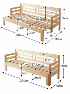 the size and measurements of a bed frame with wooden slats on each side,