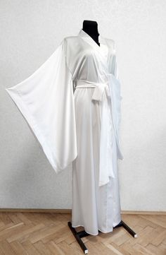 Satin silk robe, white satin robe, long satin robe, bridal kimono robe, long kimono robe, long boudoir robe, wedding robe, plus size robe Etsy Long White Robes, White Silk Robe, White Satin Robe, Bridal Kimono Robe, White Robes, White Bridal Robe, Silk Bridal Robe, Silk Robe Long, Bridal Nightgown